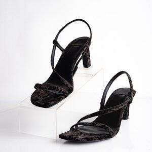 Massimo Dutti Studio Womens Velvet Strappy Slingback Heels Brown US 9 EU 40
